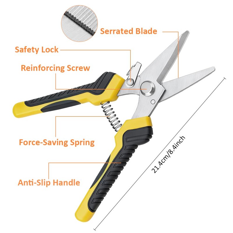 2PCS Scissors All Purpose, Tin Snips for Cutting Metal Sheet,