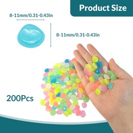 200Pcs Glowing Pebbles Stones Colorful Glow in The Dark Pebbles Luminous Stones for Fish Tank Garden Walkway Aquarium Garden Patio Landscape Home Indoor or Outdoor Use Decorative