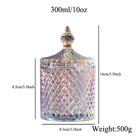 300ml Colorful Glass Candy Cookie Jar Decorative Jar with Lid
