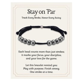 Kvekstio Golf Counting Bracelet, Men's Golf Score Counter Black Braided Rope Gift, 10 Hematite Beads Stroke Shot Clicker Count Keeper Bracelet for Golfer Lovers, Practical Golfs Sport Accessories