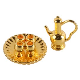 FONGKNOX Dollhouse Miniature Tea Cup Set 6 Pcs Dollhouse Accessories 1/12 Scale Miniature Tea Sets Doll House Decor Mold Kitchen Furniture Set