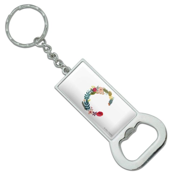 GRAPHICS & MORE Letter C Floral Monogram Initial Keychain Rectangle