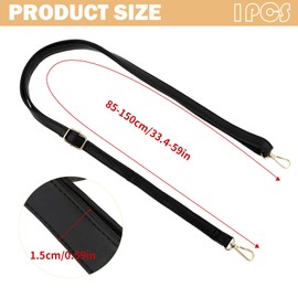 SOGHO Bag Strap, Black Leather, for Bags, Adjustable Women, Shoulder Strap for Bags, Bag Strap, Black, Leather Strap For, Carrying Strap Bag for Wallets, Shoulder Bags, Bag Strap