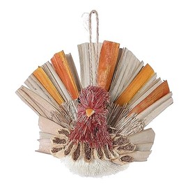 The Bridge Collection Grass Turkey Ornament - Rustic Fall Decor - Hanging Turkey Ornament for Fall, Thanksgiving Decor - Bird Decorations for Home Decor