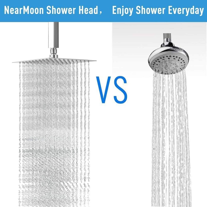 NearMoon Rain Shower Head With Shower Arm, Ceiling Mount Square