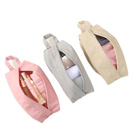 3 Stück Geschenke für Mädchen - Kulturtasche Kosmetiktasche, Reisen Kulturtasche, Kulturbeutel Schminktasche Taschen Organizer（Grigio, rosa, beige）