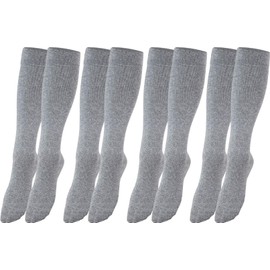 RS. Harmony Support Knee Socks with Compression for Long Flight Travel and Car Trips as well as for the Office, Thrombosis Socks and Support Stockings Against Swollen Legs, D: silver-4 pairs