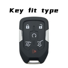 Heavy Key Fob Cover Case Protector for Chevy, Keychain, Accessories for Chevy Suburban Tahoe 2015 2016 2017 2018 2019 2020 GMC Yukon (Type-C 6 Buttons)