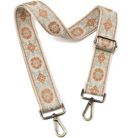 LVYOUME Adjustable Bag Straps Brushed Brass Hardware Retro Jacquard Embroidery Wide Straps for Canvas Crossbody Bags Messenger Bags Shoulder Bags