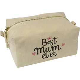 'Best Mum Ever' Canvas Wash Bag/Makeup Case (CS00036469)