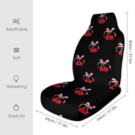 Cherry Bow Car Seat Covers for Women Men,Interior Accessories Universal Auto Front Seats Protector Fits Most Cars Sedan Suv-2PCS