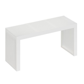 APRTAT Bamboo Dining Bench Indoor Long Entryway Shoe Rack Benchs,Outdoor Modern Wood Benches 35 Inch Bamboo Bench for Living Room Hallway Bedroom Bathroom White