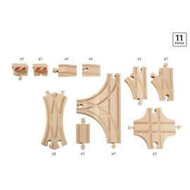 Brio World 33307 - Advanced Expansion Pack - 11 Piece Set of Wooden Train Tracks for Kids Ages 3 and Up