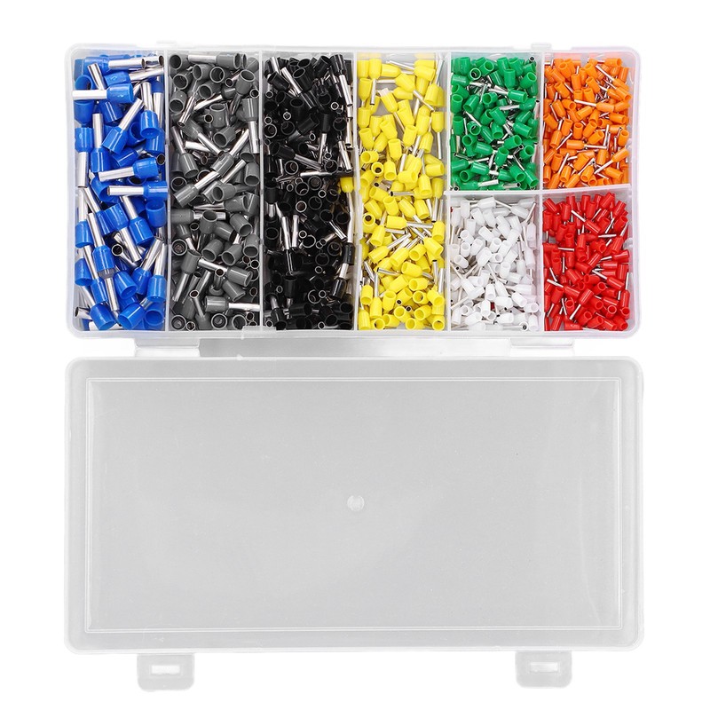 1000Pcs Wire Ferrules Terminals Kit Brass PP Ferrules Crimping Kits