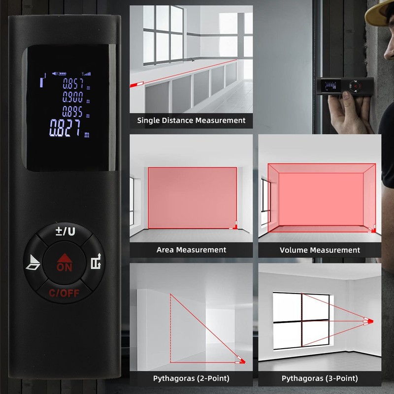 Portable Distance Meter USB Charging Electronic Rangefinder Handheld Distance Measuring
