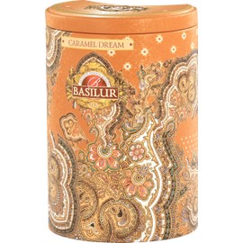 Basilur Caramel Dream Luxury Tin Caddy - 100g Loose Leaf Ceylon Black Tea with Caramel | Premium Flavored Gourmet Tea | Elegant Gift Tin | Smooth and Rich Dessert Tea