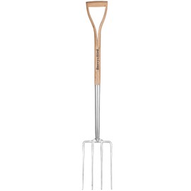Berry&Bird Garden Digging Fork, 37.4" Stainless Steel Garden Spading Fork with D-Grip Handle, 4-Tine Heavy Duty Long Handled Pitchfork with Ash Wood Handle for Digging, Planting, Cultivating, Aerating