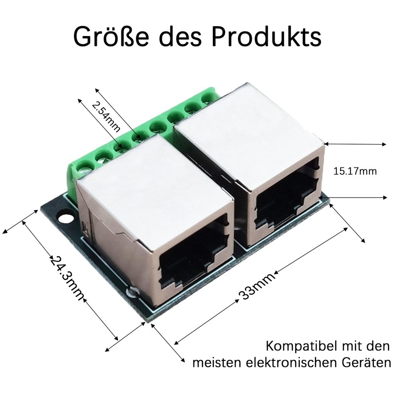 XIFUHUI 2pcs RJ45 Ethernet Breakout Board Single Socket Adapter, 2.54