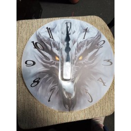 Unbranded GRAY DRAGON ~ Round  ~ Wood~ Wall Clock~ 12 Inch Silent Non Ticking Battery Oper