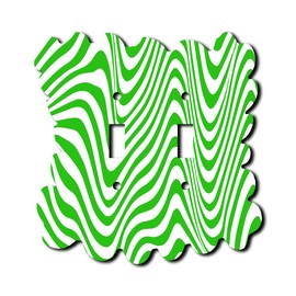 Off The Wall Plates - Green Fun Squigley Lines Classic Decorative Acrylic Cover Double Light Switch Wallplate