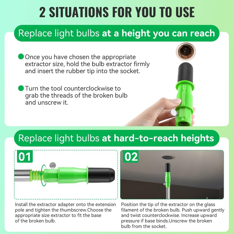 Dreyoo Broken Bulb Changer for High Ceilings, Light Changer for