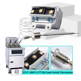 [Upgraded]1177 high limit thermostat fryer switch for Fryer 3/8" Mpt Stuff Box 450°F LCCM2003000 Gas Fryer Compatible With ATOSA 301030005,IMPERIAL,ROBERTSHAW,etc deep Fryer Catering Equipment