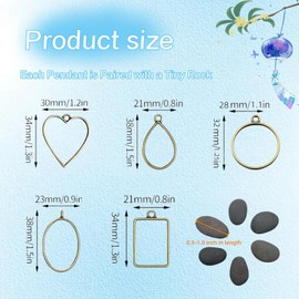 CYLHCM 5PCS River Pebble Necklace, Bronze Nature River Pebbles, Flat Rocks for Painting, DIY, Necklaces, Earrings, Crafts, Decoration