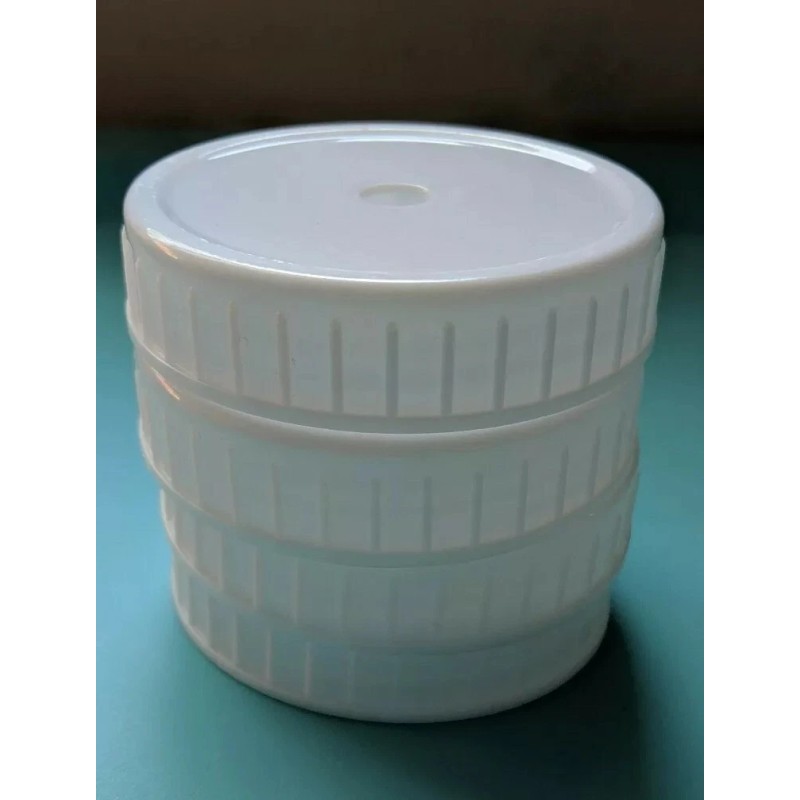 White Ribbed Mason Jar Lids w/ Straw Hole Set of