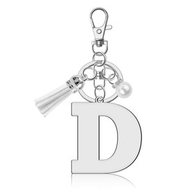 Ximalun Initial Letter Keyring for Women Alphabet Keyring Initial Letter A-Z Keyring Letter Tassel Charm Keyring Initial Letter Keyring for Purse Handbag Christmas Birthday Gift