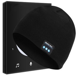 Sminiker Unisex Wireless Beanie Hat with Exquisite Packaging Wireless Earphone Hat Music Hat Winter Knit Cap（Black）