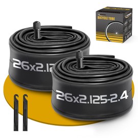 2 Pack 26 Inch Bike Tube AV32mm Schrader Valve for 26 x 2.125/2.20/2.25/2.30/2.35/2.40 Bike Tire, Butyl Rubber Inner Tube with 2 Tire Levers for Mountain MTB Bike