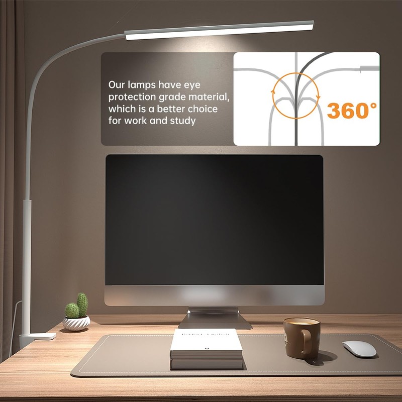 fuaoddda LED Desk Lamp with Clamp, Eye-Protection Clip on Desk