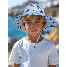 LYZOURBB Baby Girl Boy Sun Hats, Kids Summer Adjustable UPF50+ Sun Hats Cartoon Patterns Bucket Hats for 0-6Years