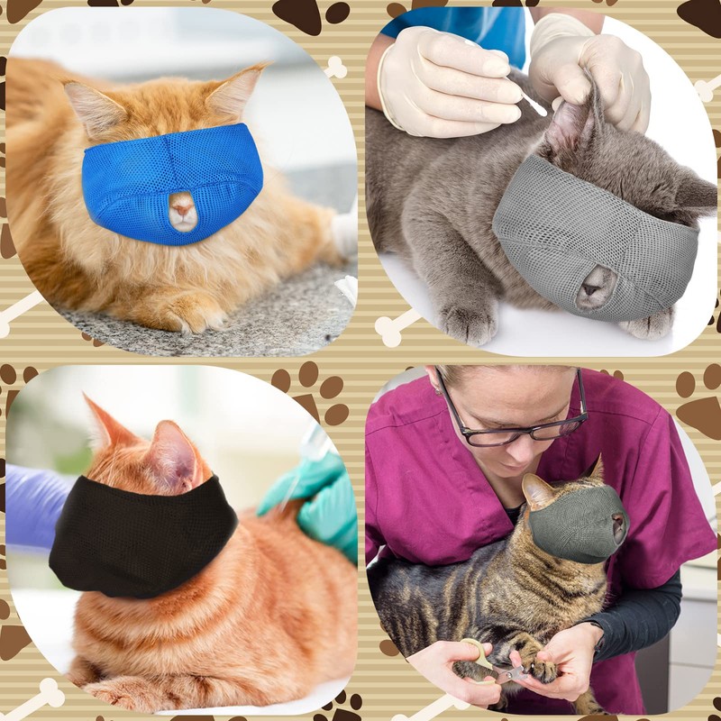 6 Pcs Cat Muzzle for Grooming Breathable Mesh Muzzles Gentle