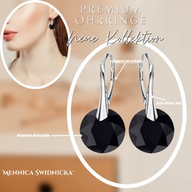 Rattle Clasp Fashion Jewellery 925 Silver Drop Earrings for Women Brands Crystals Earrings Hanging Silver 925 Hanging Earrings Jewellery for Women Girls Ideal Gift, Silver, Crystal