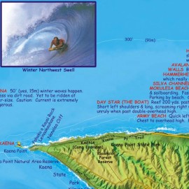 Oahu North Shore Surfing Hawaii Map Poster by Franko Maps