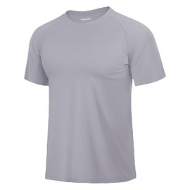 MAGCOMSEN Men UPF Shirts Short Sleeve UV Shirts Moisture Wicking Lightweight Shirts Running Fishing Hiking Light Gray, XL