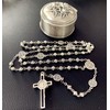 elegantmedical Handmade Silver Rose Beads St. Benedict Rosary Catholic Necklace