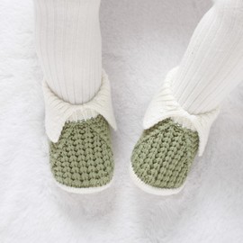 Neiwech Baby Booties Newborn Hand Knit Sock Shoes Soft Cozy First Walkers for Infant Boys Girls Green 0-3 Months