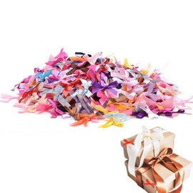 EIHI Pack of 100 Small Bows, Mini Satin Ribbon Bows, 2.5 cm Satin Ribbon Bowtie for Sewing, Wedding Decoration, Cards, DIY Crafts, Gift (Multi-Colour)