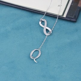 Cali Trove, regalos del día de San Valentín para ella, collar de plata de ley 925 con diamantes infinitos para mujer, colgante de infinty para mujer, letras de la A a la Z, collar de plata de regalo