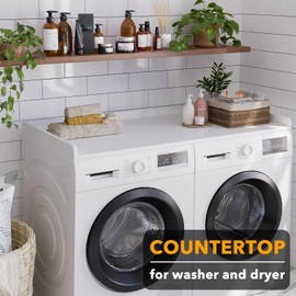 SpaceAid Washer Dryer Countertop, Laundry Wood Shelf Topper with Edge, 54" Width x 27.5" Depth Cover Guard Organizer for Washer and Dryer Laundry Hamper Counter Storage Organization (White)