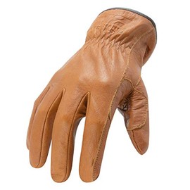 212 Performance Buffalo Leather Rancher Work Gloves, EN Level 5 Cut Resistant, Oil and Water Resistant, Durable Reinforced Thumb Saddle, Optional Hook and Loop Closure, Size Small