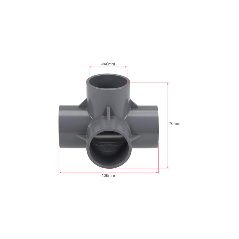sourcing map 4-Way Elbow PVC Pipe Fitting Furniture Grade 40mm