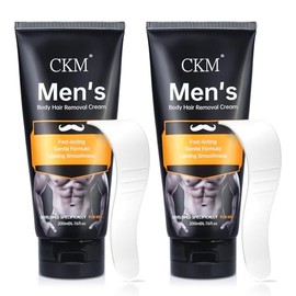 CKM Crema Depilatoria Para Hombres, Crema Depilatoria Para El Vello Masculino No Deseado, Gel Depilatorio Indoloro Apto Para Todo Tipo De Piel, Formulado Para Hombres, 6.76 Onzas Líquidas Con Espátula