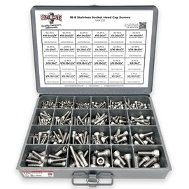 Inch 18-8 Stainless Steel Allen Socket Head Cap Screws Coarse Bolts Assortment - 453 PCS