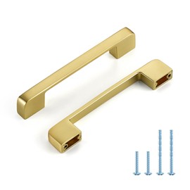 HOME EDIT Gold Cabinet Pulls 5 Inch Hole Spacing Wide Base Kitchen Cabinet Handles for Drawers 24 Pack