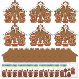 Chunful 24 Sets Gingerbread Nativity Scene Craft Kit Christmas Paper Make Your Own Gingerbread House Ornament DIY Crafts for Xmas Holiday Activity Party Supplies