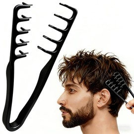 ROMANVIC Texture Comb,Texturising Comb Styling Hair,Wide Tooth Combs Charming Volume Hair Styling Tool,Seam Cover Pony Combs, for Man Bangs Hairdressing (Black)