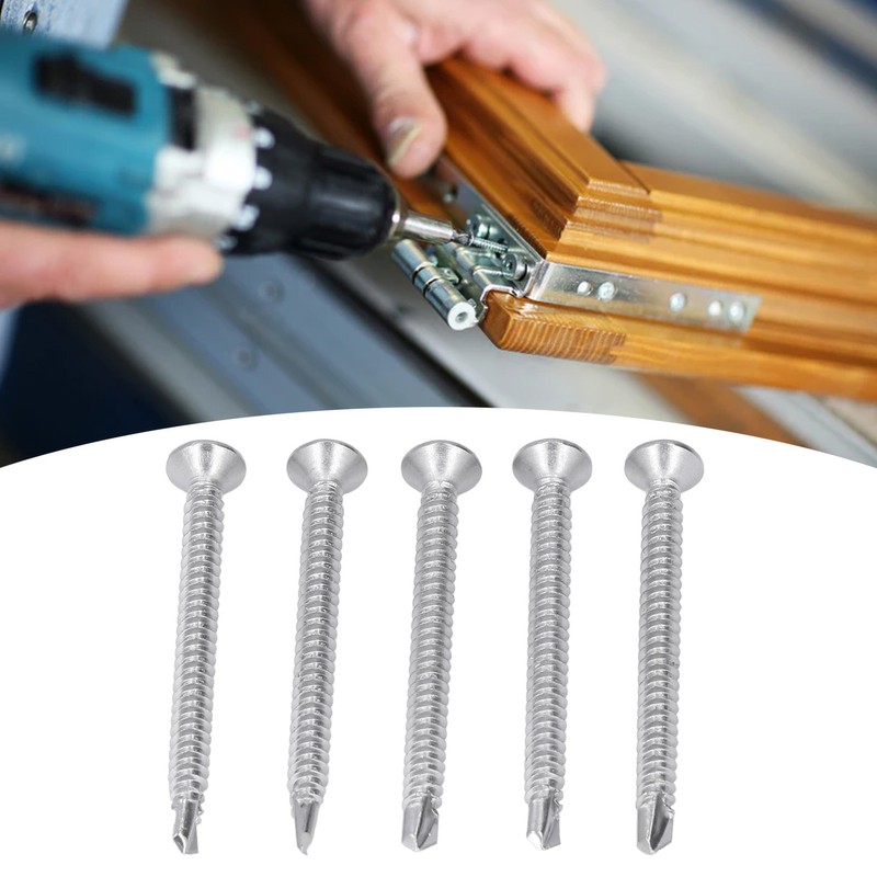 200Pcs Self Drilling Screw Cross Countersunk Head 410 Stainless Steel
